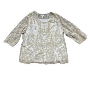 Cato Boho Lace tunic Top Size 18/20 Cream